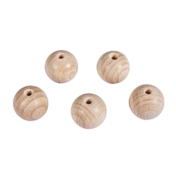 Boules en bois brut, percées,20mm, forage 4mm, 10 pces