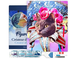 Diamond Painting Broderie Diamant Figured’Art 40x50cm toile tendue sur châssis en bois - diamants carrés - Chat Mardigras
