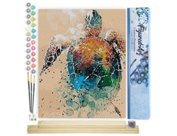 Peinture par Numéro Figured'Art - Tortue Design - Kit de Loisir Créatif DIY Numéro d'Art Complet - 40x50cm toile roulée + châssis en bois à monter