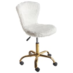 Chaise de Bureau Blanche en Fausse Fourrure Réglable en Hauteur Pivotante Design Moderne