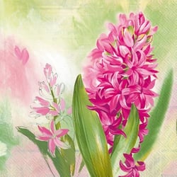 Lot de 4 serviettes en papier découpage collage 33 cm FLEUR JACINTHE F 709