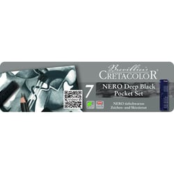 Crayons de dessin - Fusains - Cretacolor -  Nero Deep Black Pocket - Boîte de 7 pièces