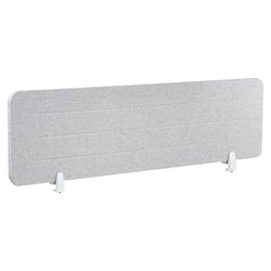 Séparateur de Bureau Gris Clair en PET Acoustique Recouvert de Tissu 160 x 40 cm avec Pinces de Fixation