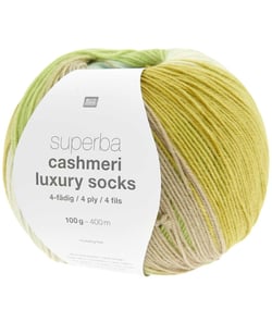 Pelote de Laine à Chaussettes Superba Cashmeri Luxury Socks 4 fils - 100g - Rico Design : Douceur et Luxe pour Vos Pieds 39 Citron Vert