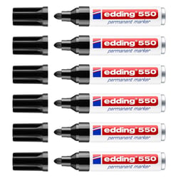 Lot de 6 marqueurs permanents - EDDING - Pointe ronde 3-4 mm - Noir