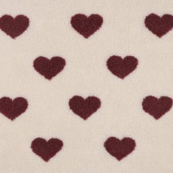 Tissu Fausse fourrure Mouton coeurs Lina rouges sur fond Beige - Au mètre