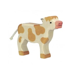 Figurine Holtztiger Veau debout - Marron