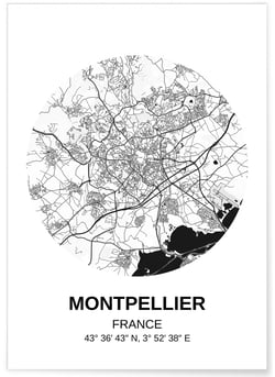 Affiche Carte Montpellier | A3 : 29,7x42cm