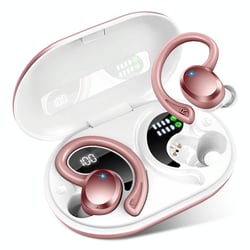 Écouteurs Bluetooth Sans Fil LED Affichage Digital Longue Autonomie Blanc Rose 2 YONIS