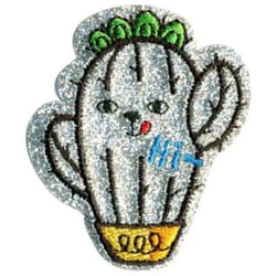 Lot de 3 écussons thermocollants paillettes cactus 4x5cm