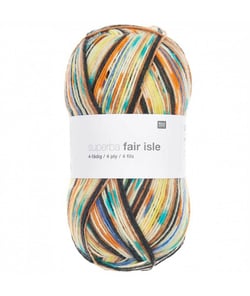 Pelote de laine à chaussettes à tricoter Superba Fair Isle 4 fils - 100GR - Rico Design 03 Bleu/orange