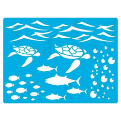 Pochoir plastique souple réutilisable 18,5 x 14,5 cm Fabrika Decoru FOND MARIN POISSON TORTUE 375