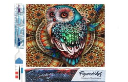 Diamond Painting Broderie Diamant Figured’Art 40x50cm toile entière roulée avec diamants carrés - Chouette précieuse