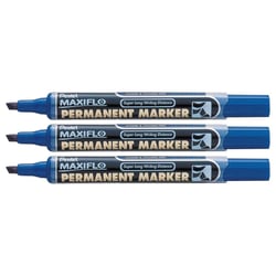 Lot de 3 marqueurs permanents pointe biseautée 1,0 - 3,5 mm - PENTEL - Maxiflo NLF60 - Bleu