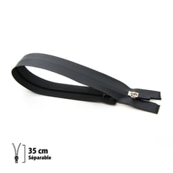Fermeture éclair Z44 - Noire - IMPERMEABLE 6 mm Séparable 35 cm