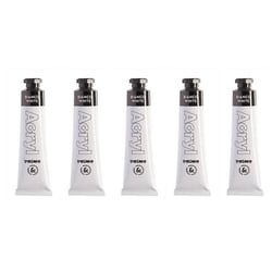 Lot de 5 Tubes Aluminium 18ml Peinture Acrylique Blanc 100 PRIMO