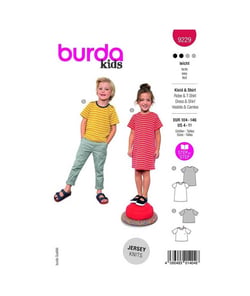 Patron Burda 9229 - Robe d'été ou T-shirt pour enfants taille n°FR 4-11 ANS