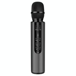 Microphone Bluetooth 5.0 Sans Fil Stéréo Or Pour Karaoké Avec Réduction De Bruit Noir YONIS