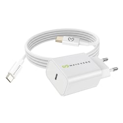 Mayaxess Chargeur Secteur pour Galaxy S21 Plus 20W + Câble USB-C 1m Blanc