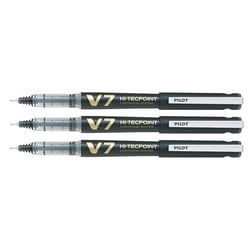Stylo roller rechargeable PILOT - Hi-TechPoint V7 - Noir - Pointe moyenne - Lot de 3