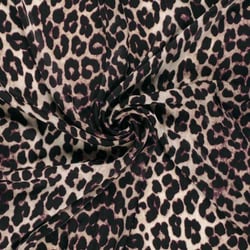 Tissu Satin Velvet Esmera léopard Noir sur fond Beige
