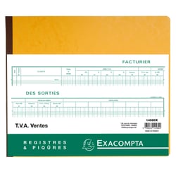 Piqûre TVA Sorties - texte FR - 31 lignes - avec feuille d'identification - Blanc - Exacompta