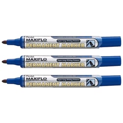 Lot de 3 marqueurs permanents pointe conique 2 mm - PENTEL - MAXIFLO NLF50 - Bleu