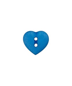 Carte de 4 boutons Coeur 2 trous 12mm - Union Knopf Bleu Moyen
