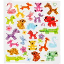 Autocollants, ballons animaux, feuille 15x16,5 cm, 1 flles