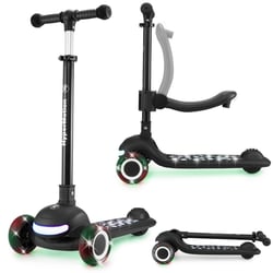 Draisienne Enfant - HyperMotion - Trottinette 3 Roues LED, 50 kg, Siège Réglable Amovible - Pliable