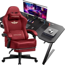 Fauteuil gamer GTPLAYER Chaise Gaming Bureau Tissu Rouge 45P 66L 131H cm