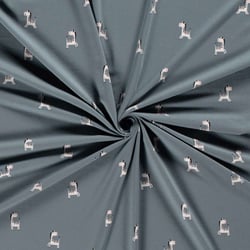Tissu Jersey Coton imprimé Tom petits zèbres sur fond Gris ardoise