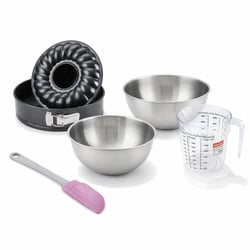 Set de 5 ustensiles de pâtisserie moule à gâteaux bol à mixer spatule en silicone et verre mesureur Black metallic Black mettallic Zenker  Black mettallic