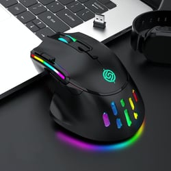 Souris Gamer Sans Fil RGB 3200DPI 9 Boutons Rechargeable Plug-and-Play Noir YONIS