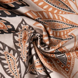 Tissu Toile Polycoton Sureau fleuris ocre sur fond Naturel