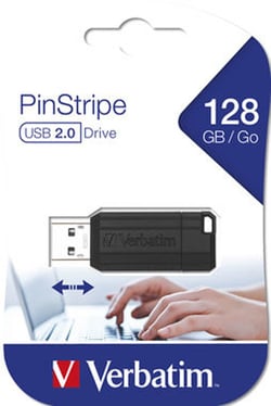 Clé Usb 2.0 Pinstripe 128Gb Verbatim - Noir