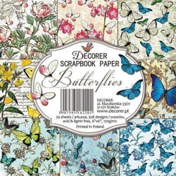 24 papiers fantaisis assorties 15.2 x 15.2 cm Décorer BUTTERFLIES