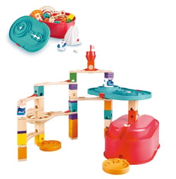 Coffret Quadrilla bucket – Circuit de billes - Hape - Jaune