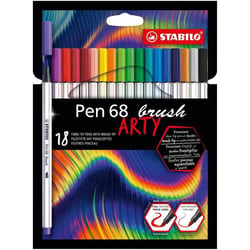 Lot de 6 étuis de 18 feutres pinceau aquarellables - STABILO - Pen 68 brush ARTY Edition