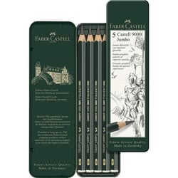Crayon graphite Faber-Castell Castell 9000 Jumbo - Lot de 10 étuis de 5 crayons - HB, 2B, 4B, 6B, 8B