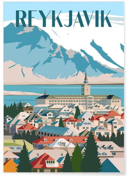 Affiche ville Reykjavik | A3 : 29,7x42cm