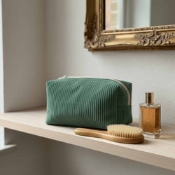 Kit Couture Craftine Trousse de Toilette en Velours Côtelé Vert d'eau