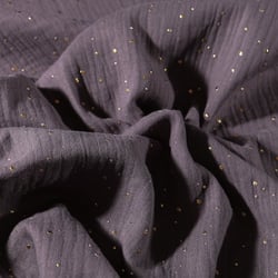 Tissu Double gaze Lina Pois dorés sur fond Gris anthracite