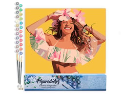 Peinture par Numéro Figured'Art - Fille joyeuse - Kit de Loisir Créatif DIY Numéro d'Art Complet - 40x50cm sans châssis en bois