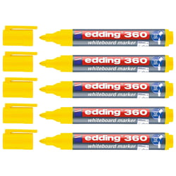 Lot de 5 marqueurs tableau blanc - EDDING 360 - Pointe ronde 1,5-3 mm - Jaune