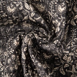 Tissu Coton Matelassé indien Block print Indien Delhi sur fond Noir