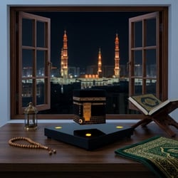 KAABA illuminée en lévitation sur base Deluxe