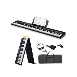 LALAHO - Piano numérique pliable - Clavier 88 touches semi-lestées noir Bluetooth MIDI