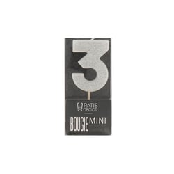 Bougie argentée pailletée chiffre 3