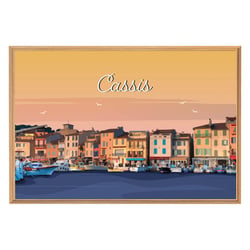 Tableau mural encadré illustration port de Cassis 65x97 cm